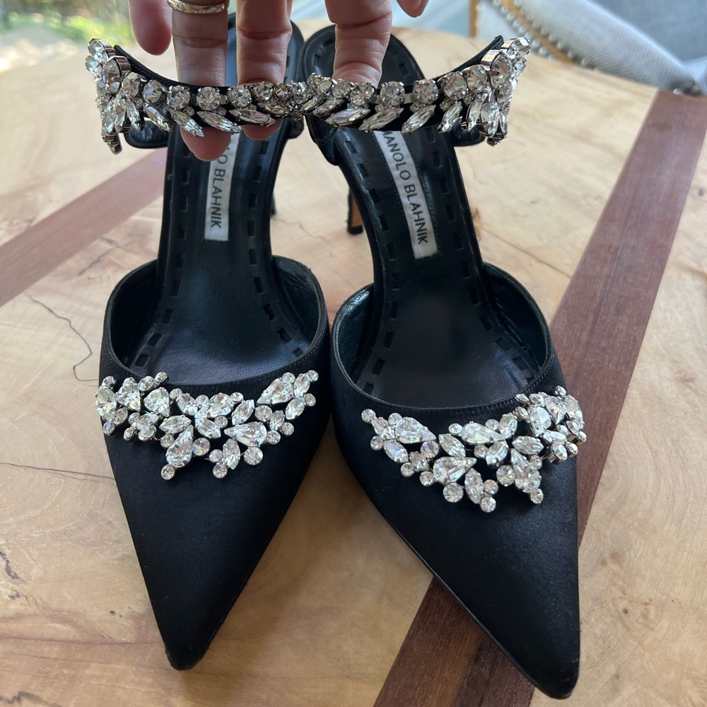 Manolo Blahnik Lurum Satin Mules